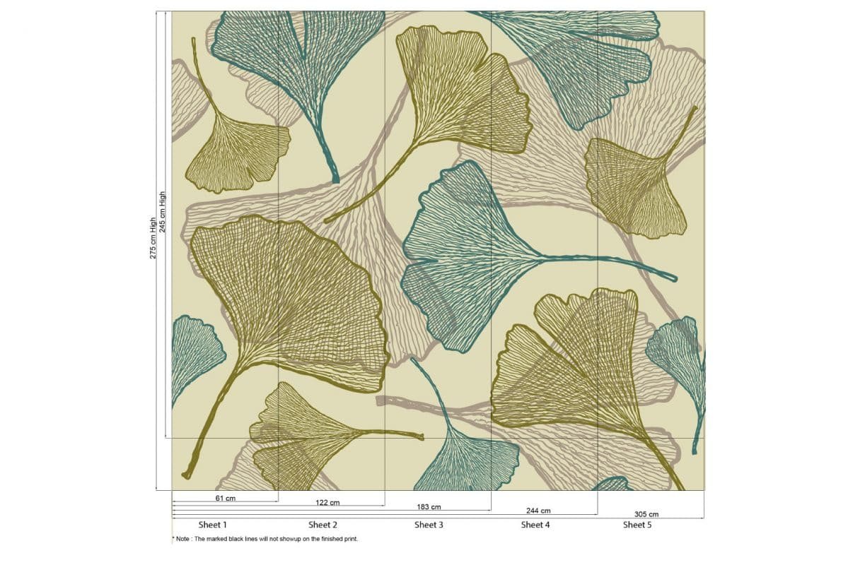 Ginkgo leaf Pattern wallpaper - Removable Wallpapers, Wall Stickers