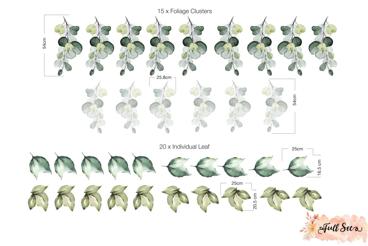 Green Foliage Wall Decal Set - Removable Wallpapers, Wall Stickers ...