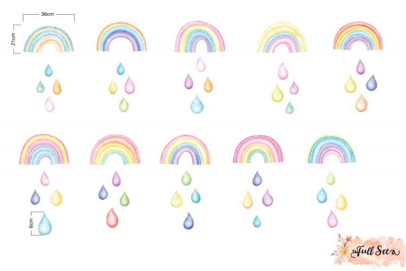 Rainbows and Raindrops Wall Decal Set