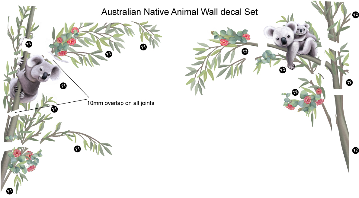 Australian Native Animal Wall Decal Set Removable Wallpapers Stickers Decals Australia - Australian Art Wall Decals
