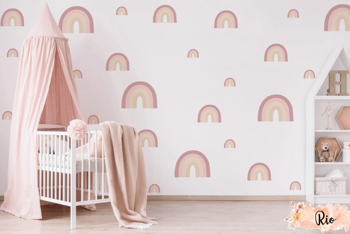 Vintage Rainbow Wall Decal Set Removable Wallpapers, Wall Stickers