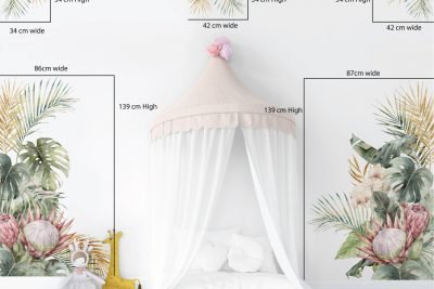 Tropical Palm Leaves Protea & Orchids Decals_Sizes