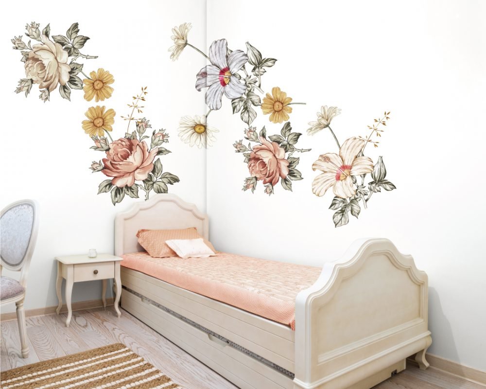 Vintage Floral Wall Decals Removable Wallpapers, Wall Stickers & Wall