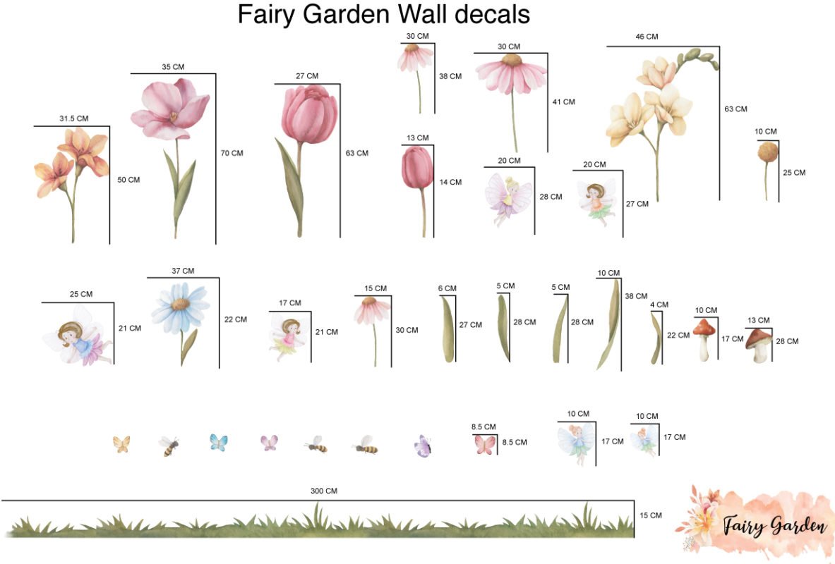 Beautiful Flower Garden Fairy Wall Decals - Removable Wallpapers, Wall ...