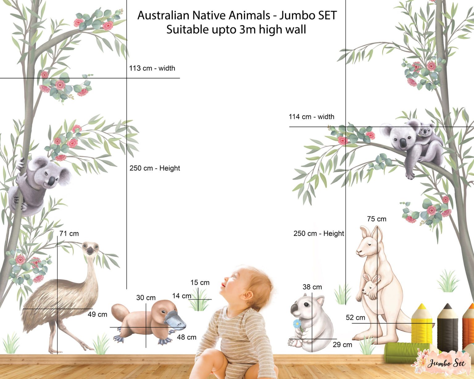 Australian Native Animal Wall decal Jumbo Removable Wallpapers, Wall