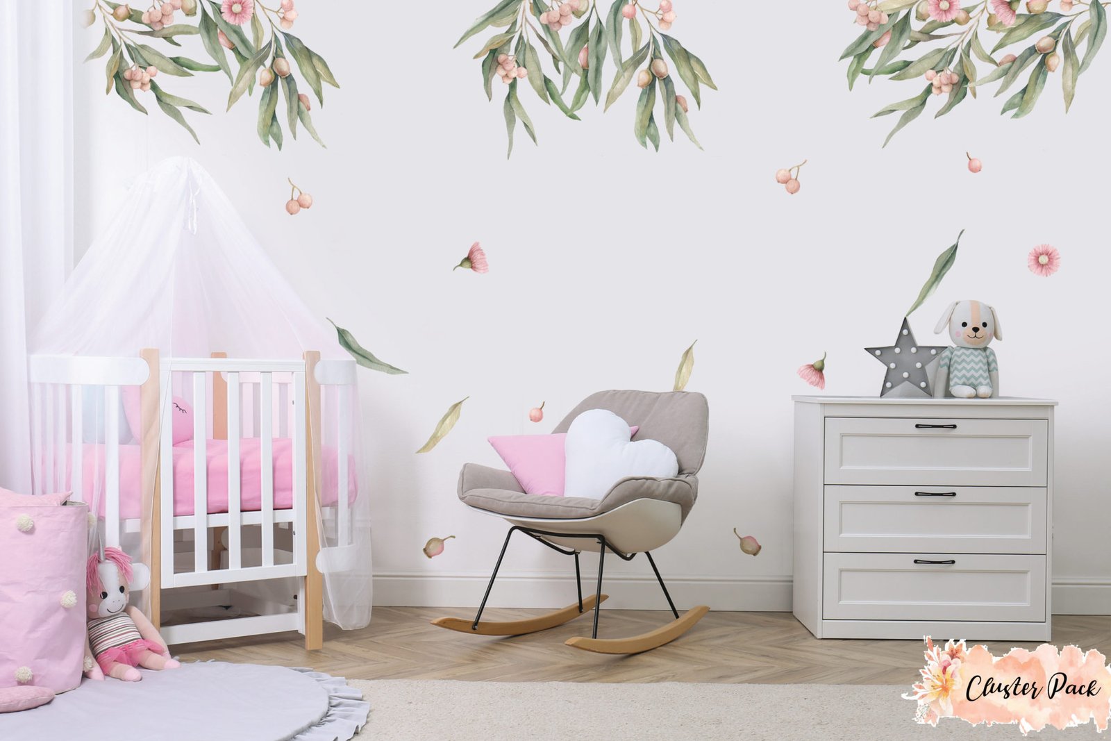 Flowering Gum Tree and Leaves Decals Removable Wallpapers, Wall