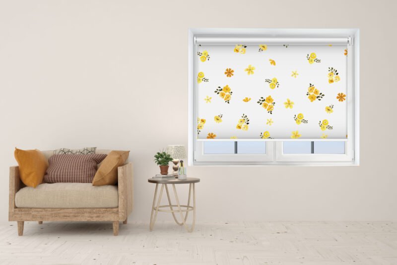 Yellow Floral - Printed Roller Blind