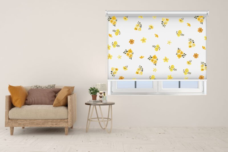 Yellow Floral - Printed Roller Blind