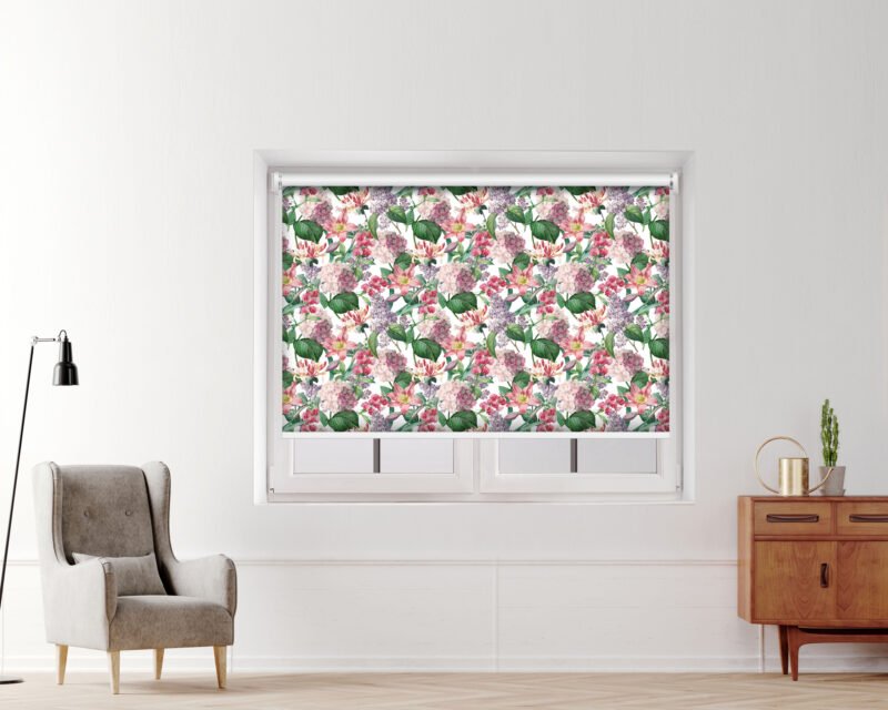 Pink Flowers - Printed Roller Blind