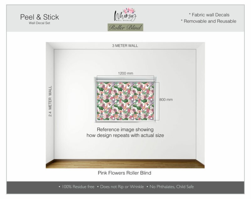 Pink Flowers - Printed Roller Blind