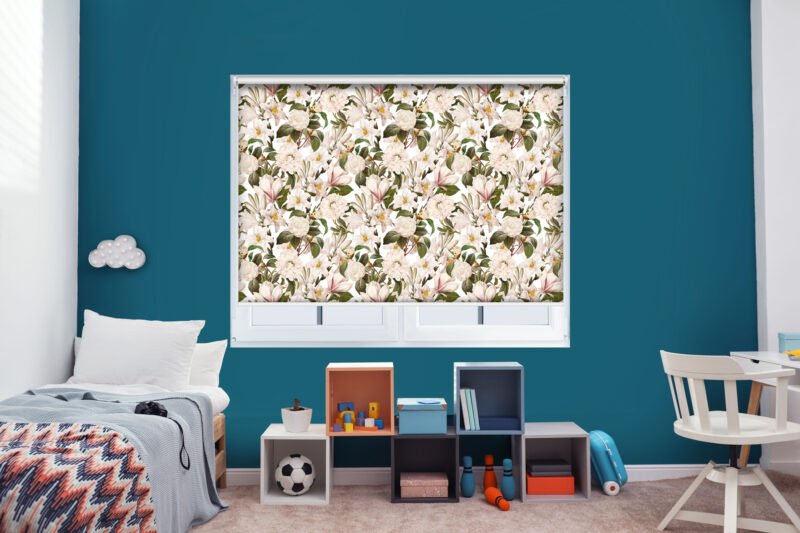 White Flowers - Printed Roller Blind