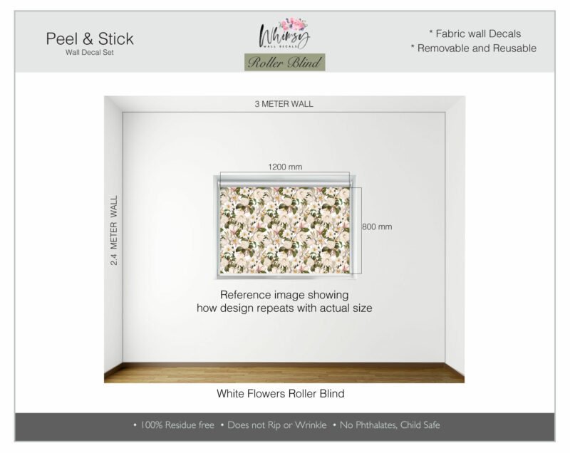 White Flowers - Printed Roller Blind