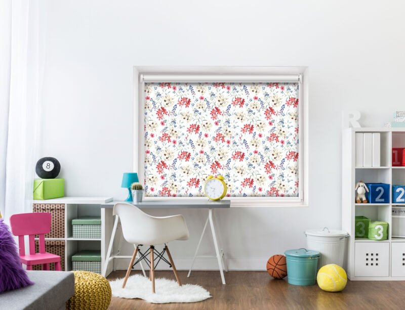 Pink Flowers- Printed Roller Blind