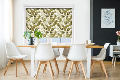 Golden Tropical Leaves - Printed Roller Blind