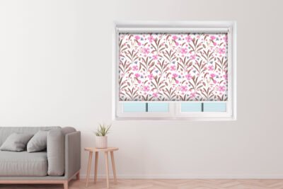 Watercolor Pink Flowers - Printed Roller Blind
