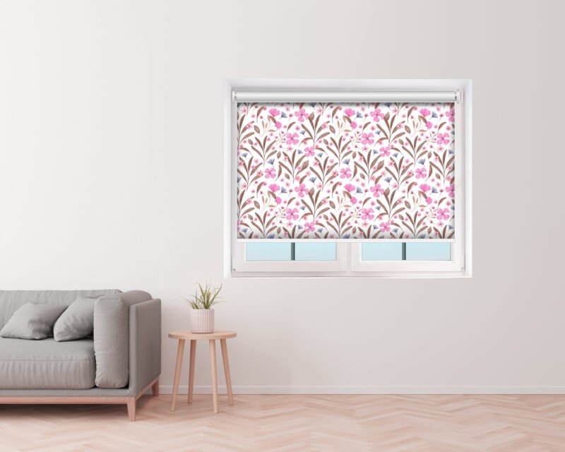 Watercolor Pink Flowers - Printed Roller Blind - Removable Wallpapers ...