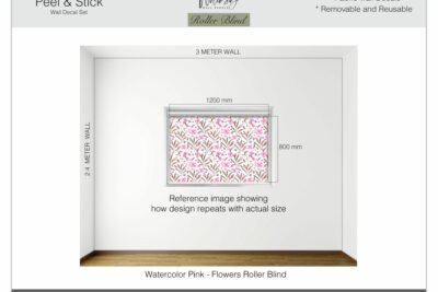 Watercolor Pink Flowers - Printed Roller Blind