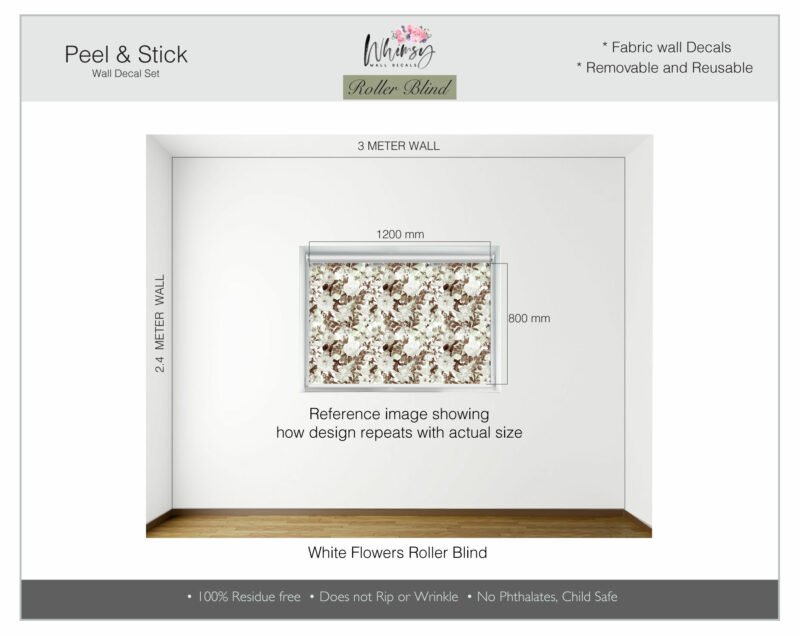 White Flowers - Printed Roller Blind