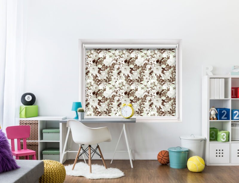 White Flowers - Printed Roller Blind