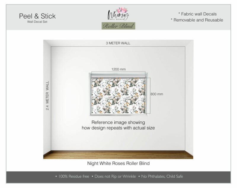 Night White Roses - Printed Roller Blind