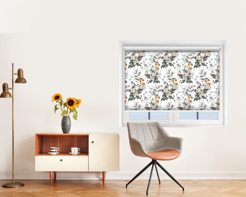 Night White Roses - Printed Roller Blind