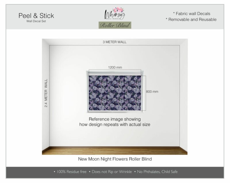 New Moon Night Flowers - Printed Roller Blind