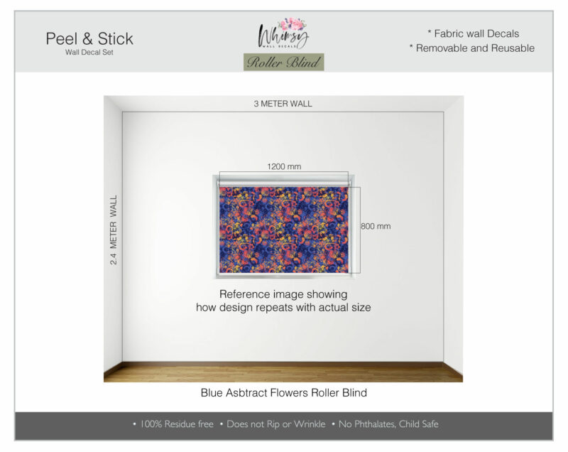 Blue Abstract Flowers - Printed Roller Blind