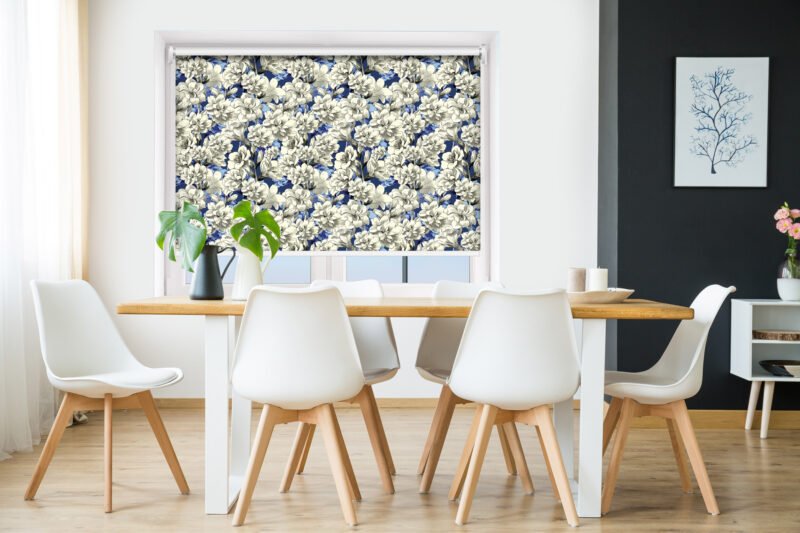 White Flowers - Printed Roller Blind