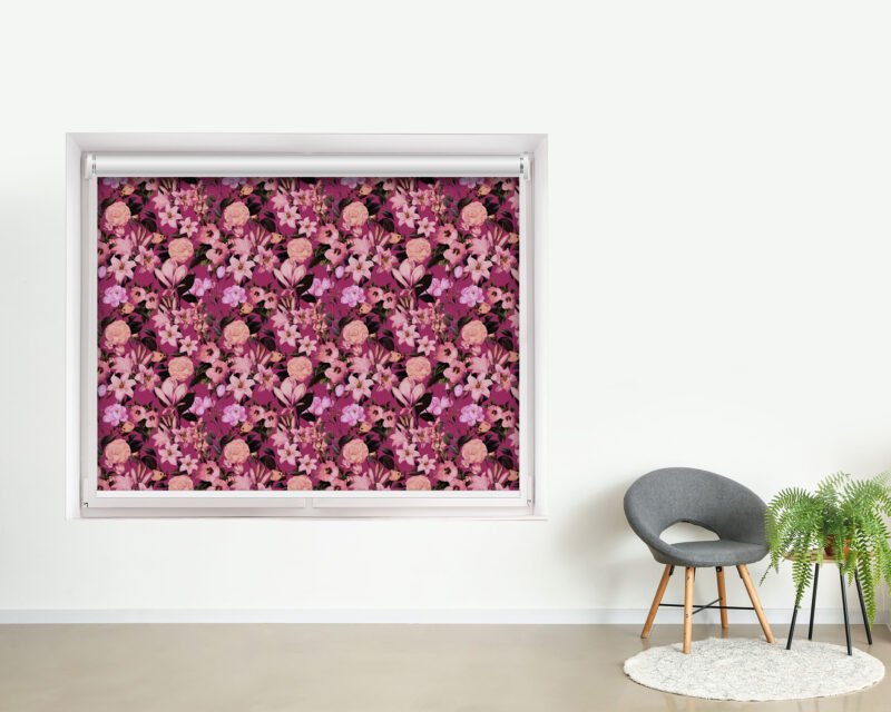 Red Floral Pattern - Printed Roller Blind