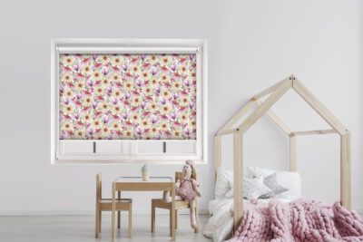 Colorful Pink and Purple Flowers - Printed Roller Blind