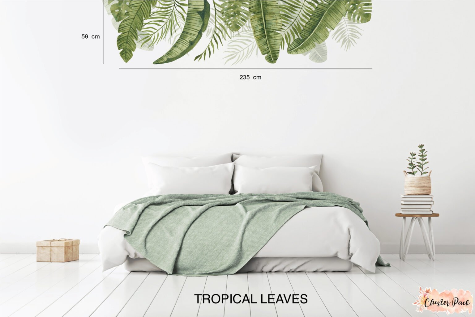 Tropical Leaves Wall Decals Removable Wallpapers, Wall Stickers