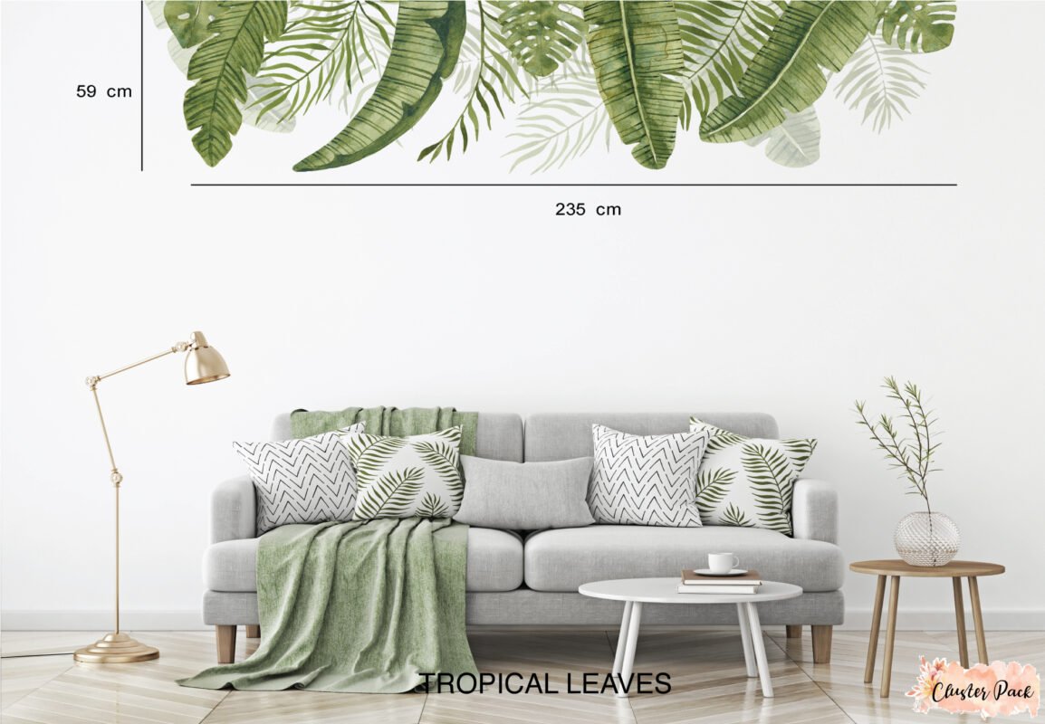 Tropical Leaves Wall Decals Removable Wallpapers, Wall Stickers